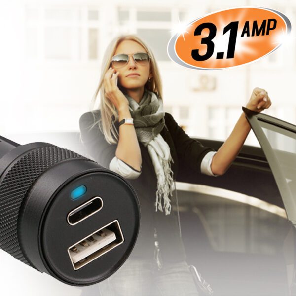 Type C & USB Car Charger 3.1 Amp