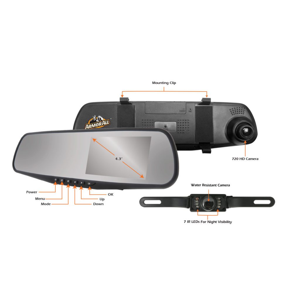 Dashboard Rearview Mirror Backup Camera Armor All